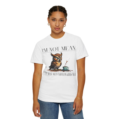 I'm Not Mean Owl T-Shirt — Funny Coffee Owl Tee for Coffee Lovers