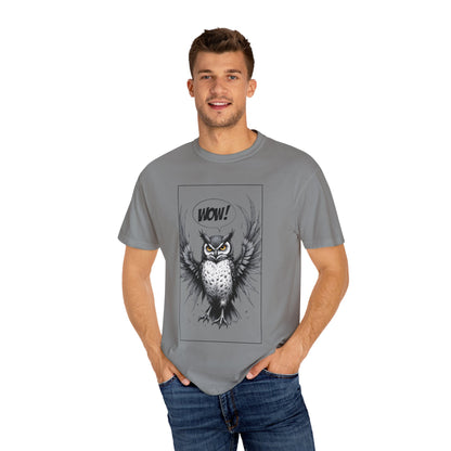 Owl Graphic T-Shirt — 'WOW!' Illustrated Night Owl Tee