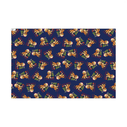 Gift Wrap Paper — Cute Golden Retriever Puppy Christmas Pattern