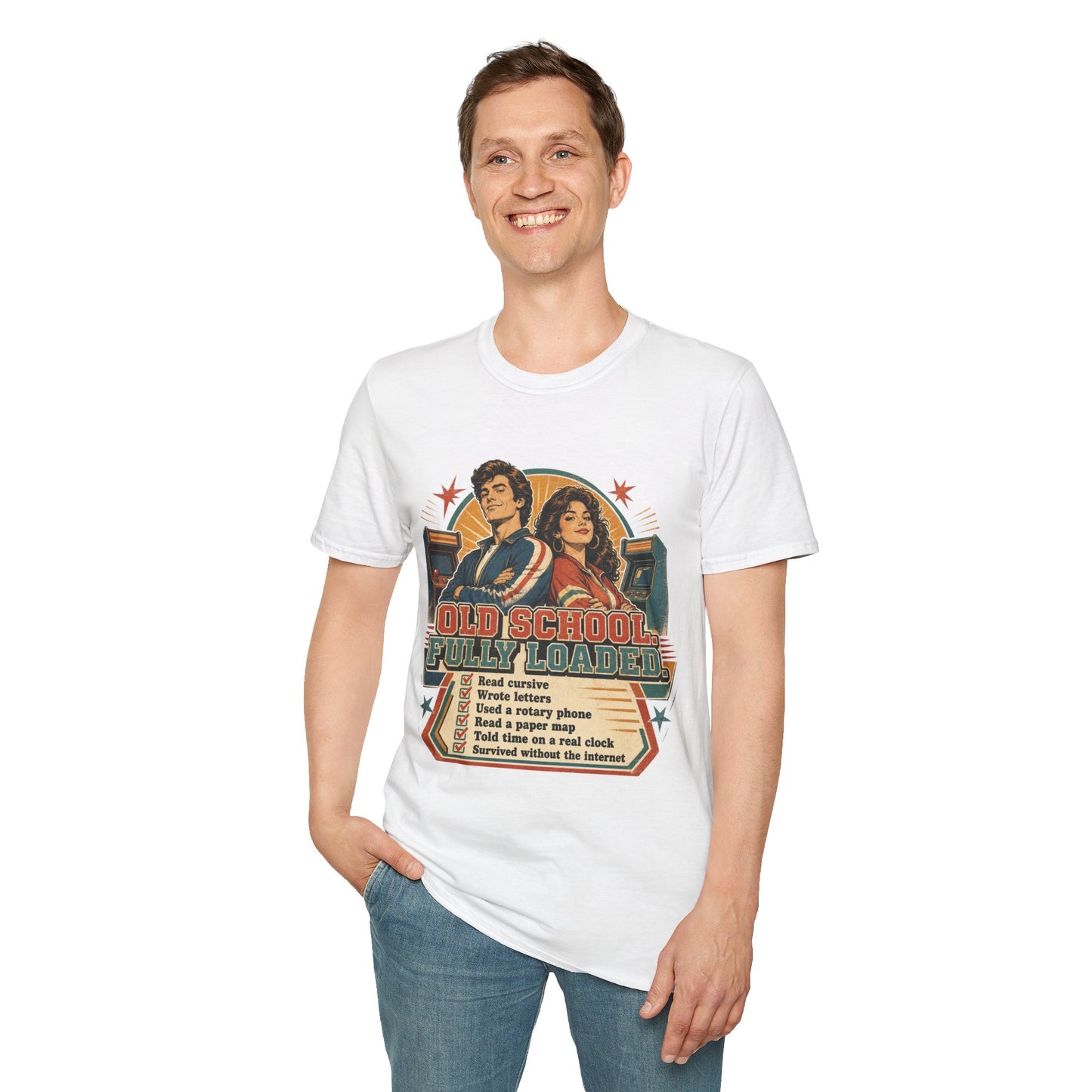 T-Shirt — Retro 'Old School' Arcade Couple Vintage Gamer Tee