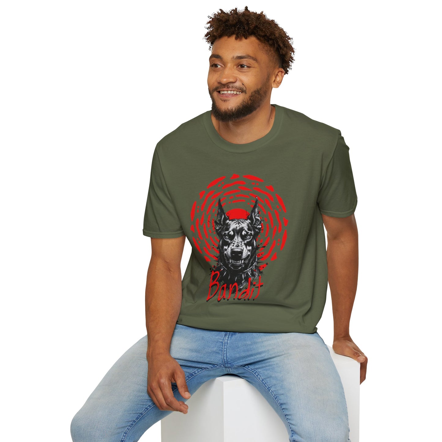 Doberman Graphic T-Shirt — Red Halo 'Bandit' Design