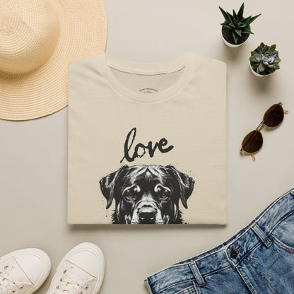 Love Rottweiler T-Shirt — Vintage Black Dog Portrait Tee for Dog Lovers
