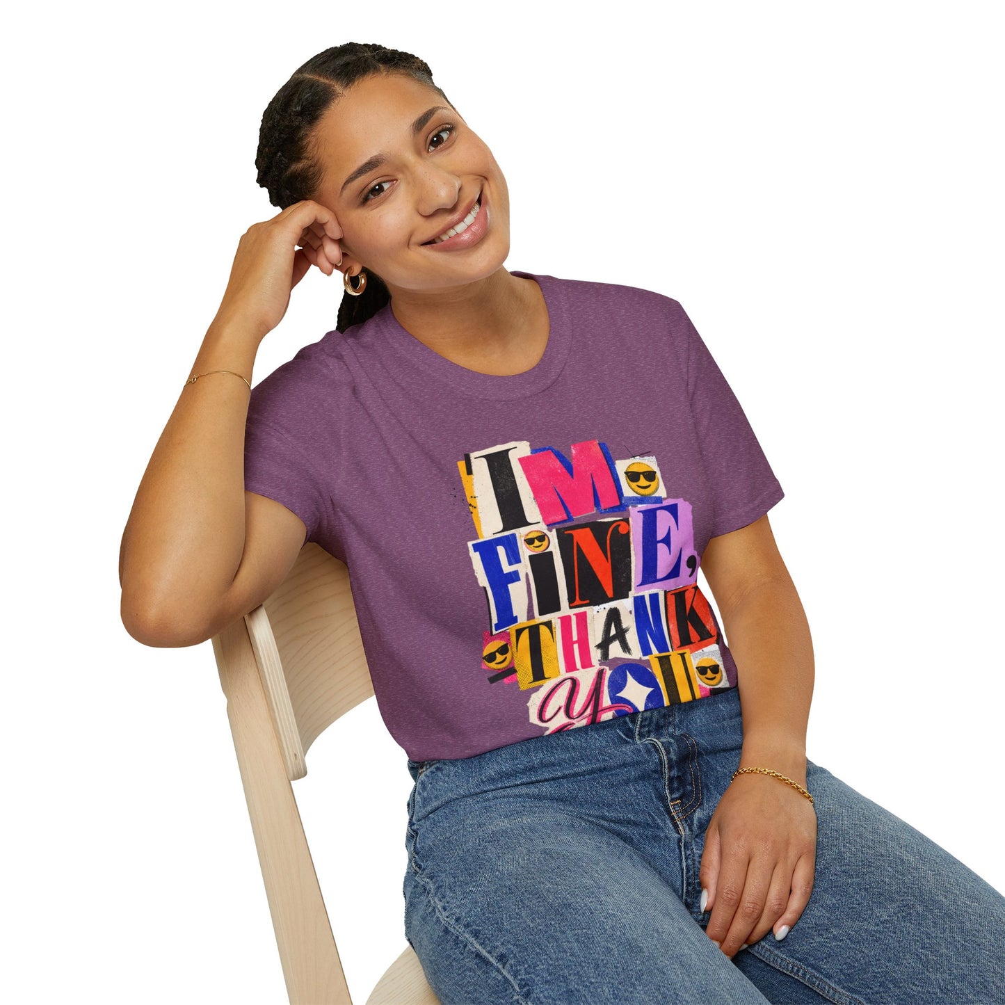 T-Shirt — "I'M FINE, THANK YOU" Retro Collage Graphic Tee