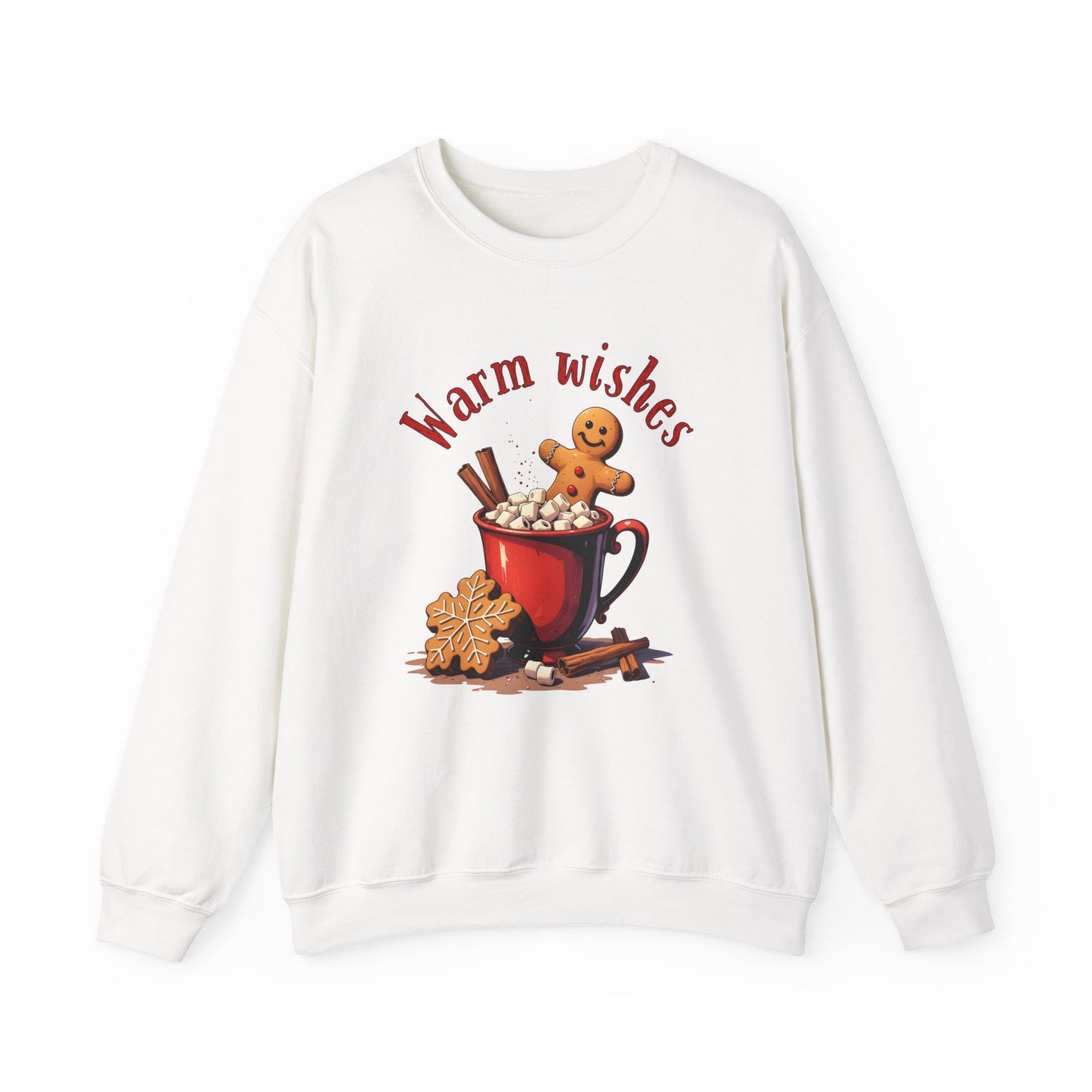 Crewneck Sweatshirt — "Warm Wishes" Hot Cocoa & Gingerbread Holiday Design