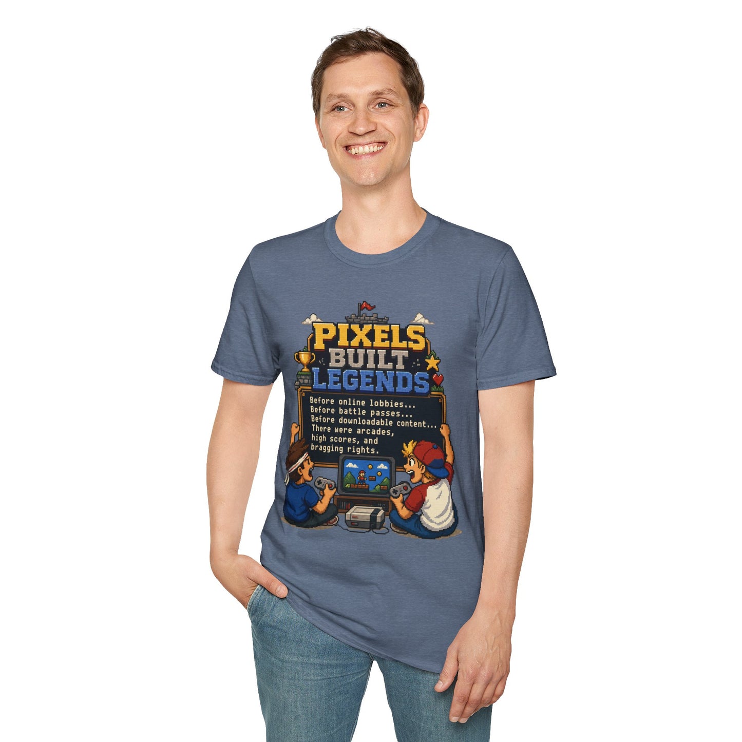 Pixels Built Legends T‑Shirt — Retro Gaming Nostalgia Tee