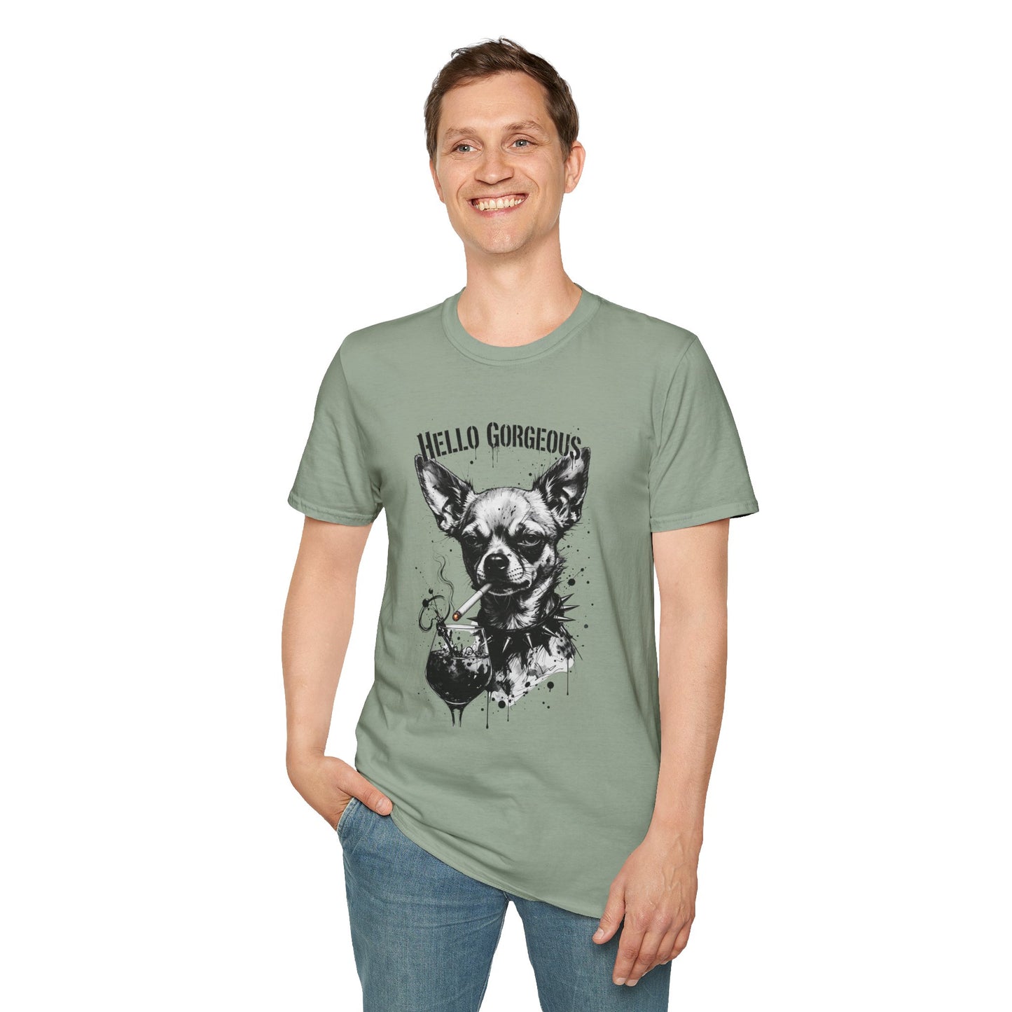 Chihuahua 'Hello Gorgeous' Tee - Cute Dog Graphic T-Shirt