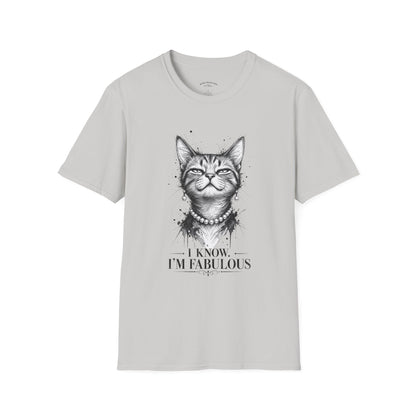 Cat T-Shirt — 'I Know I’m Fabulous' Cute Smiling Cat Graphic Tee