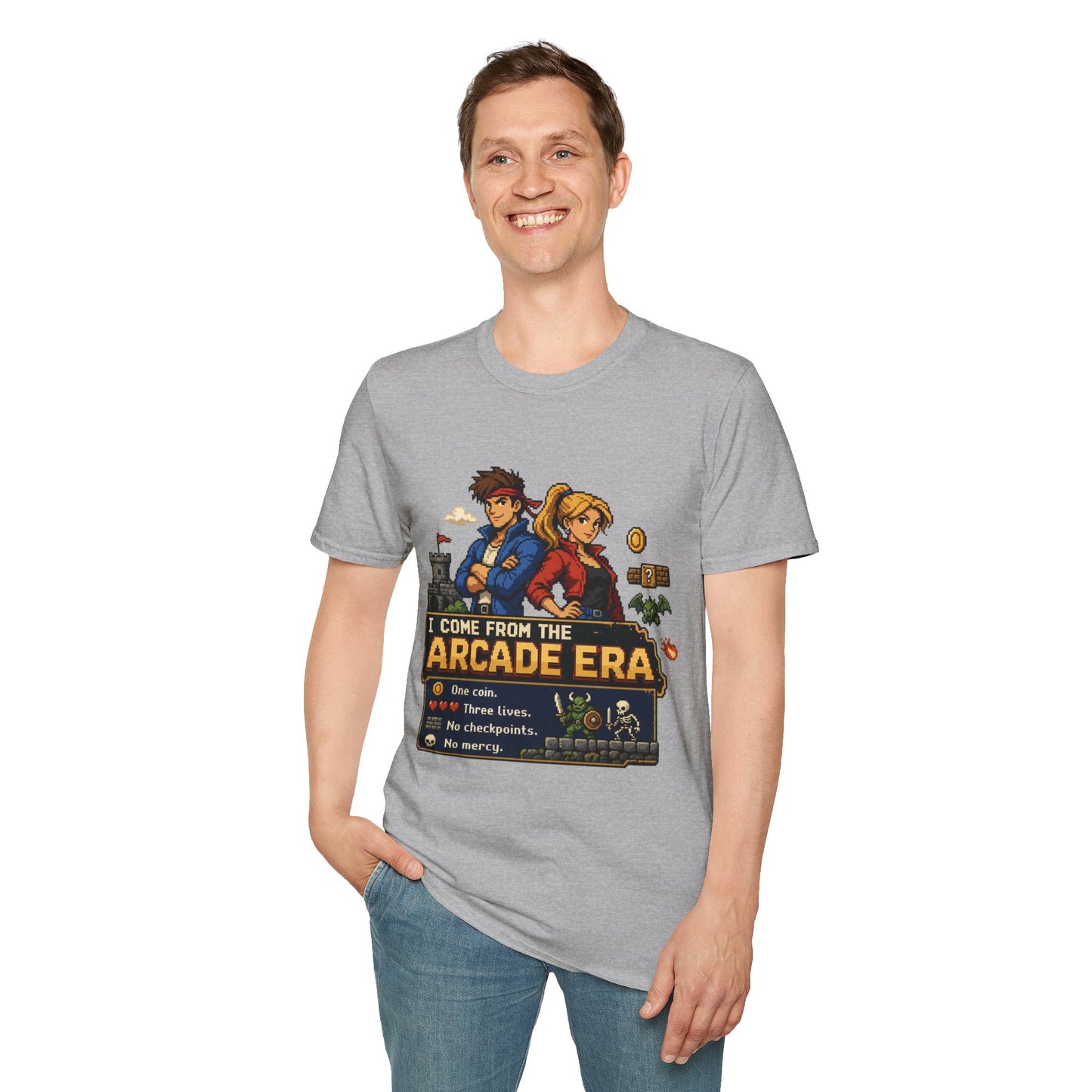 Retro Arcade Era T-Shirt — Pixel RPG Game Tribute