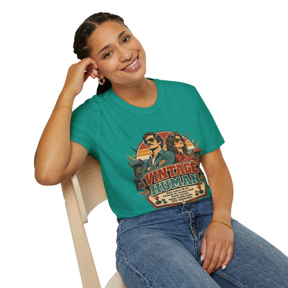 Vintage Human T-Shirt — Retro 70s Duo Graphic Tee