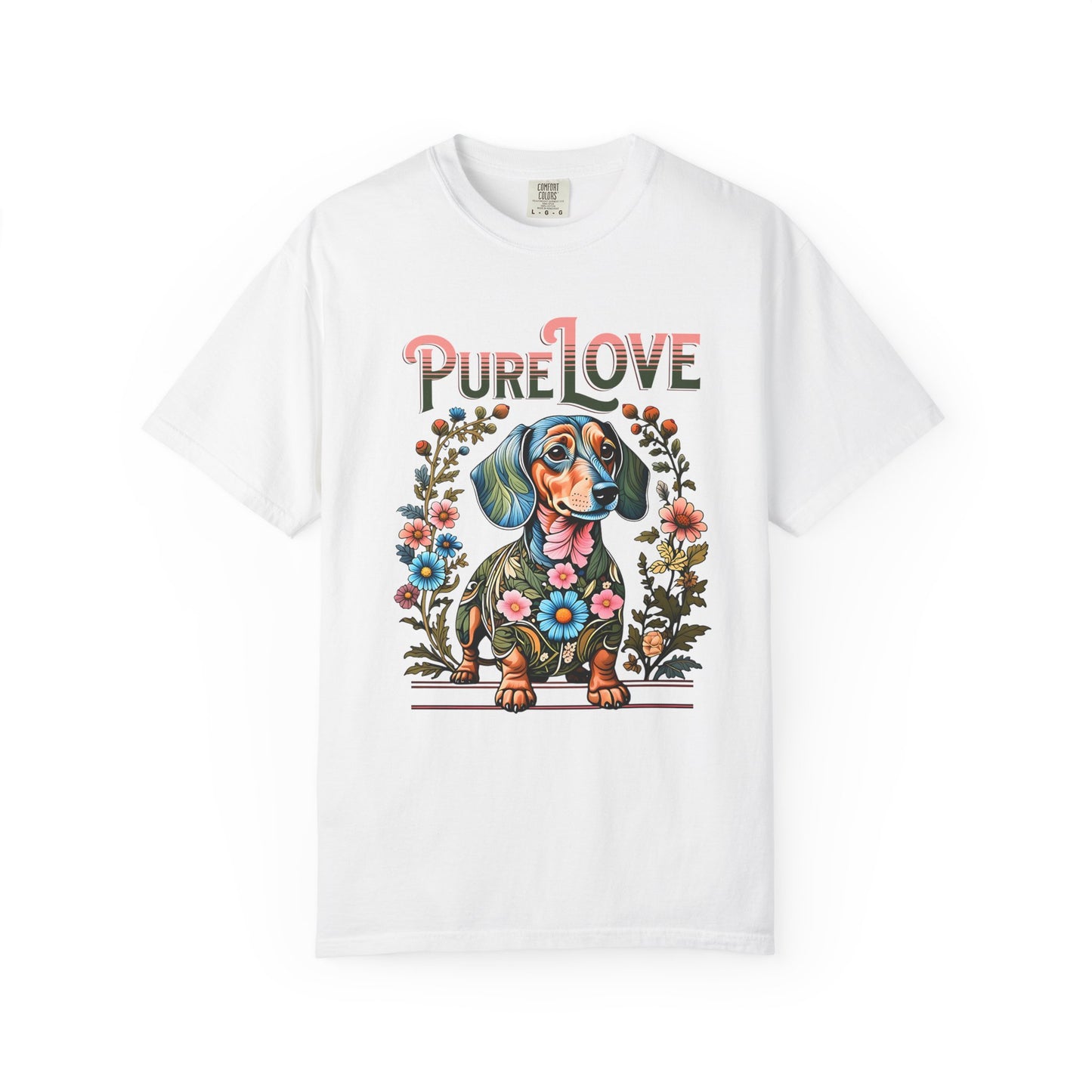 Pure Love Dog Art Unisex T-Shirt - Flower Design for Animal Lovers