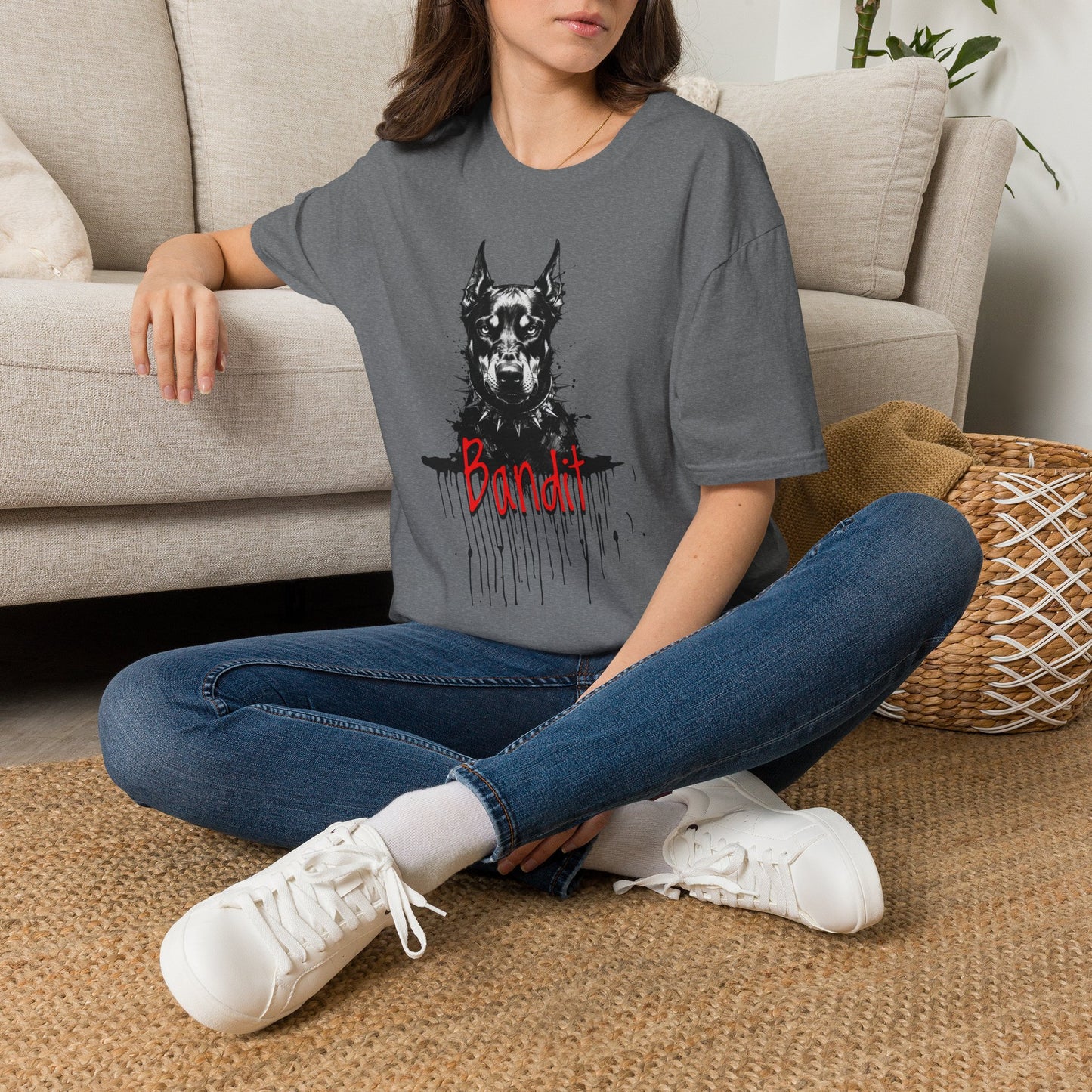 Doberman Portrait T-Shirt — "Warm Amour" Graphic Tee for Dog Lovers