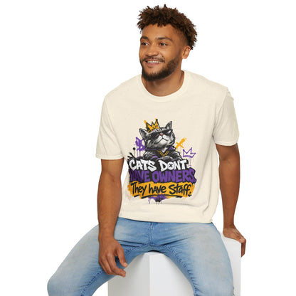 Cat Graphic Tee — "Cats Don't Have Owners They Have Staff"