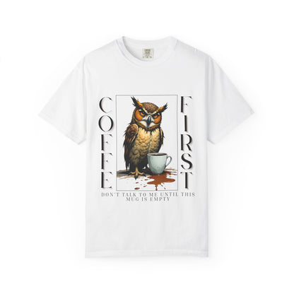 Coffee First Owl Graphic T-Shirt