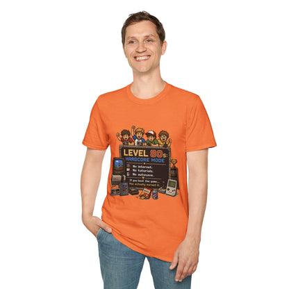 80s Level Up T-Shirt — 'Level 80s: Hardcore Mode' Retro Gaming Tee