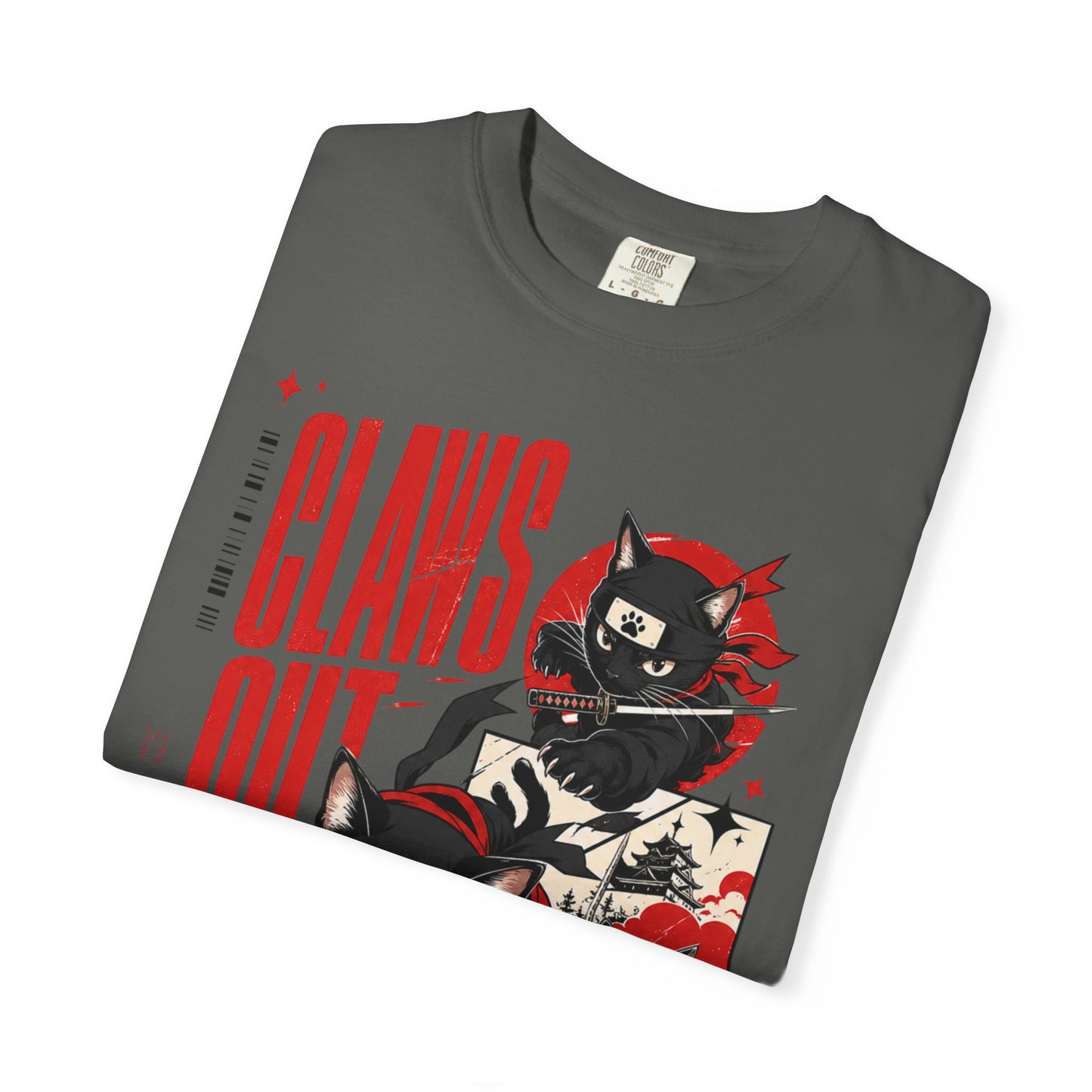 Claws Out Cat Graphic T-Shirt — Retro Ninja Kitties Tee