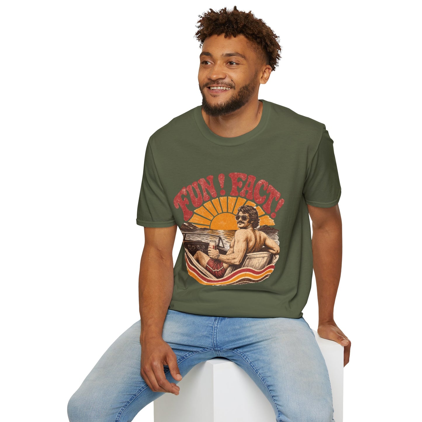 Retro 'FUN! FACT!' Surf Tee — Vintage Sunset Beach Graphic T-Shirt