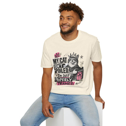 Cat T-Shirt — “My Cat Isn’t Spoiled, I’m Just Properly Trained” Graphic Tee