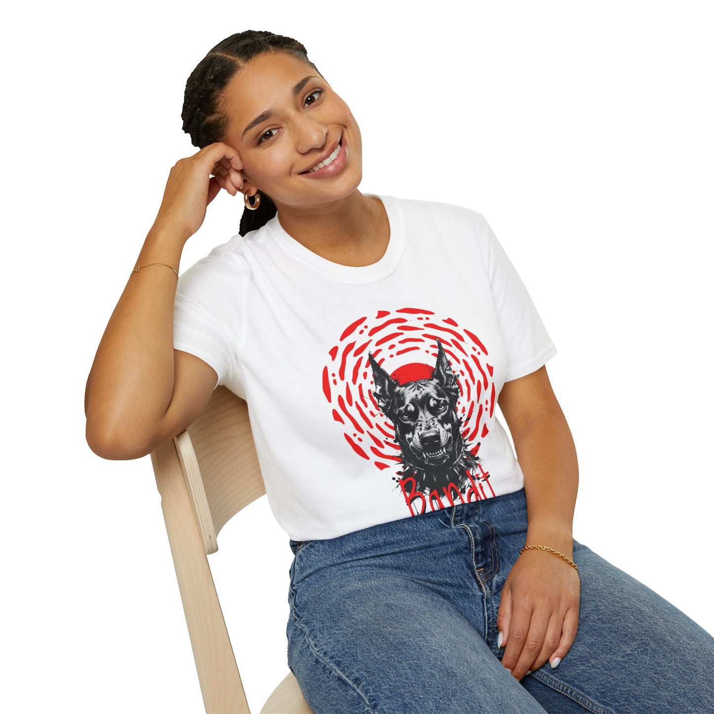 Doberman Graphic T-Shirt — Red Halo 'Bandit' Design