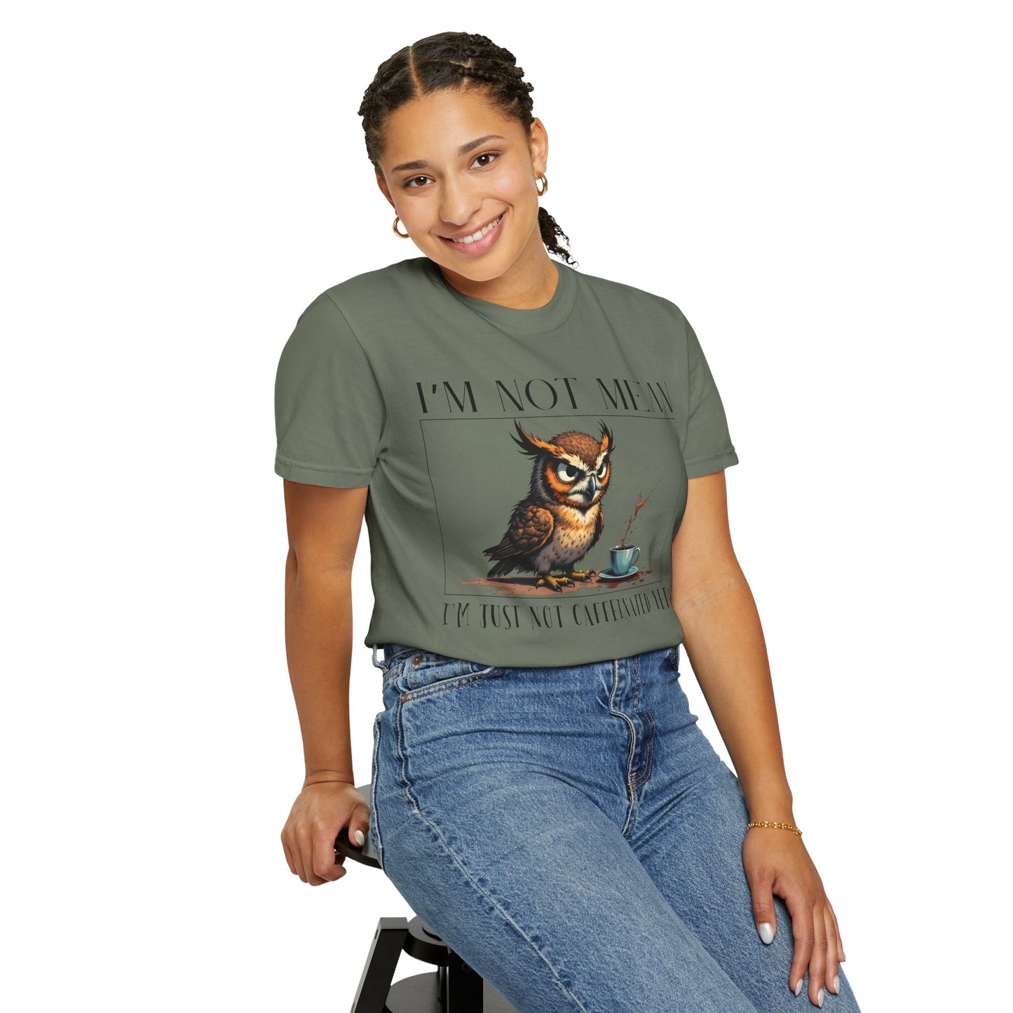 I'm Not Mean Owl T-Shirt — Funny Coffee Owl Tee for Coffee Lovers