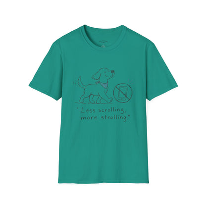 Less Scrolling, More Strolling Dog T-Shirt