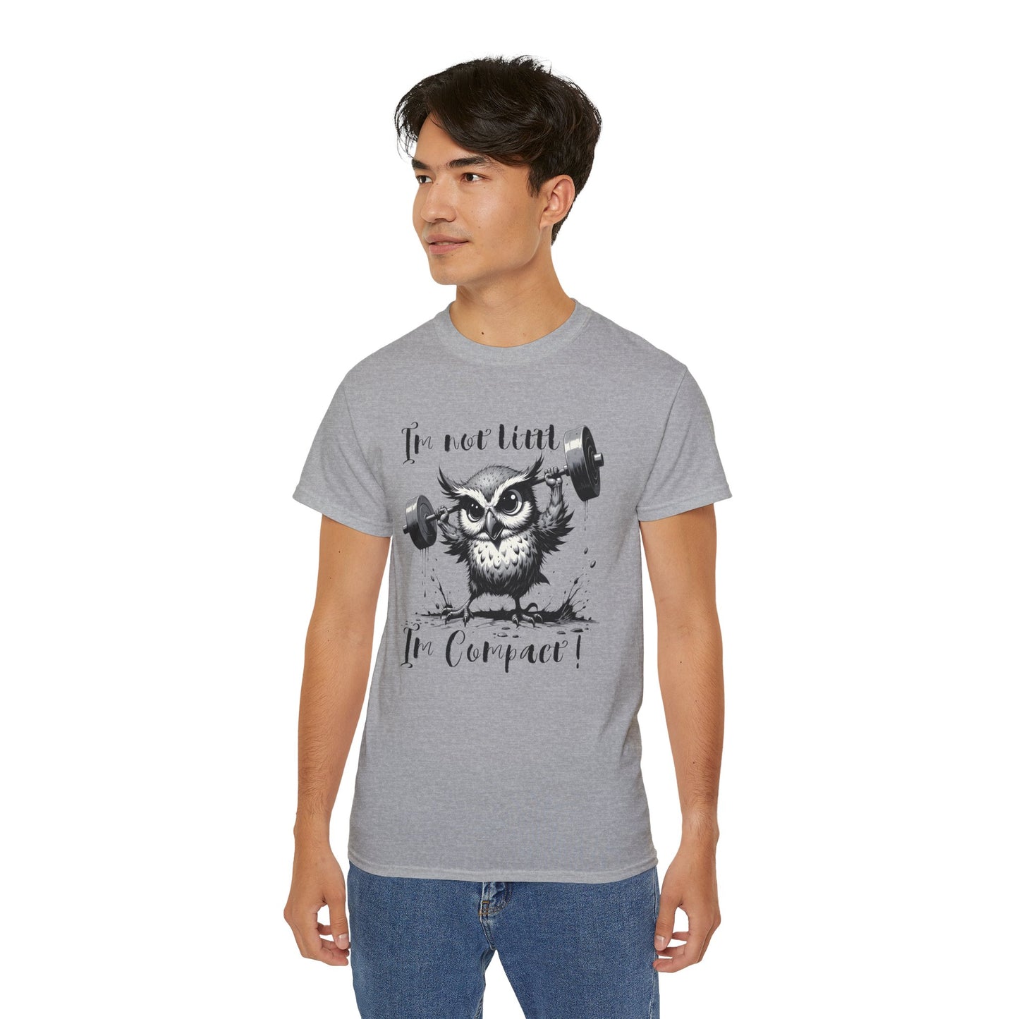 Compact Owl Weightlifting T‑Shirt — "I’m not tiny, I’m Compact!"
