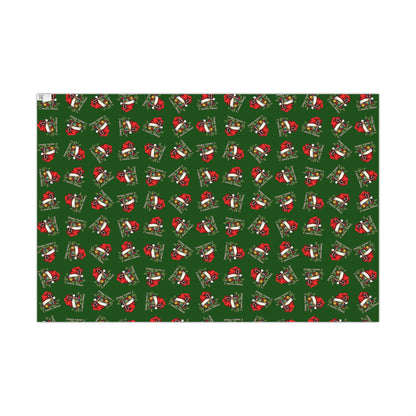 Christmas Santa Gift Wrap Paper — Festive Green Holiday Wrapping Sheets