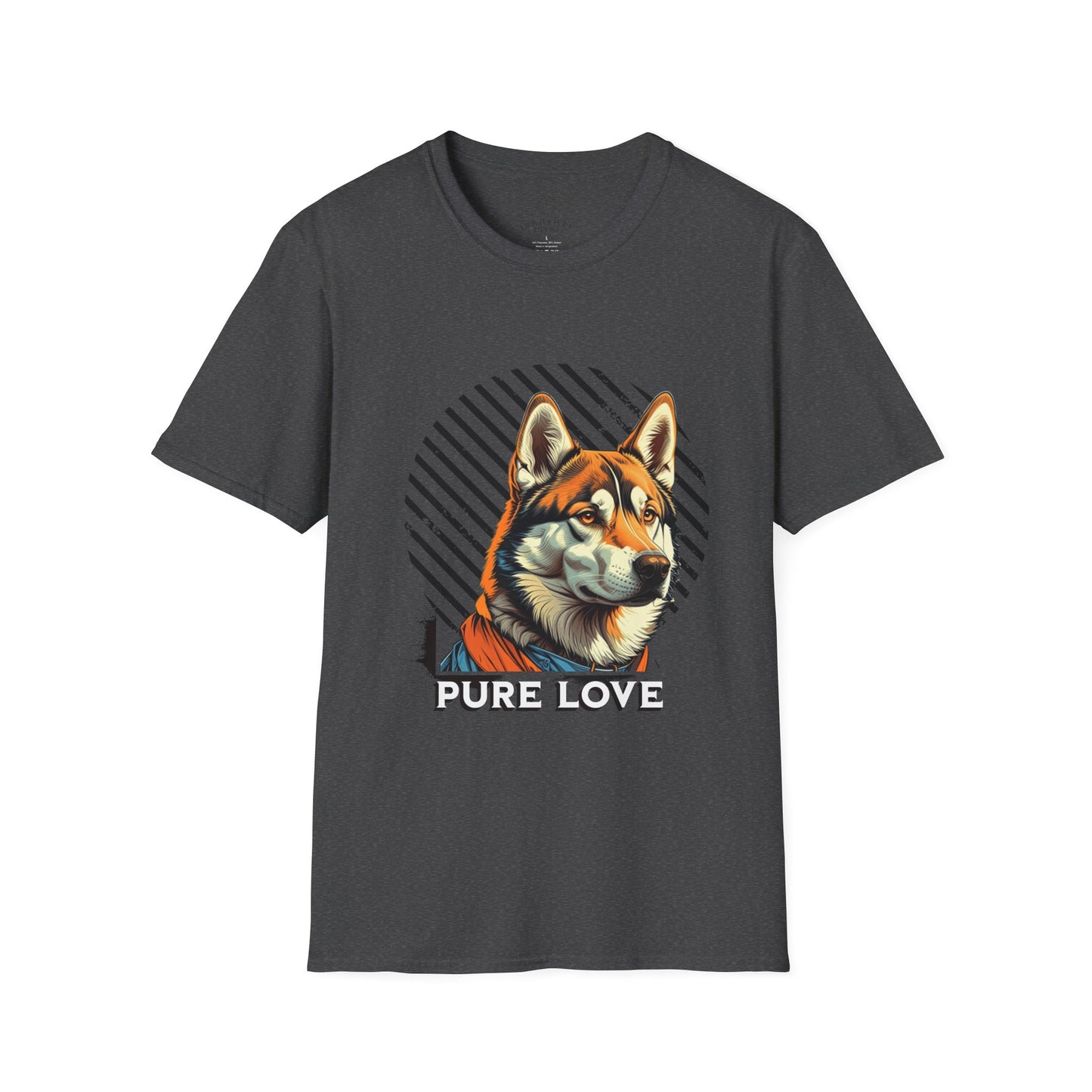 Pure Love Unisex Softstyle T-Shirt - Orange Dog Design