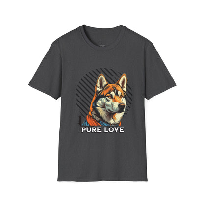 Pure Love Unisex Softstyle T-Shirt - Orange Dog Design