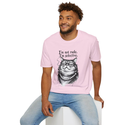 Cat Graphic T‑Shirt — "I'm Not Rude, I'm Selective" Funny Cat Tee