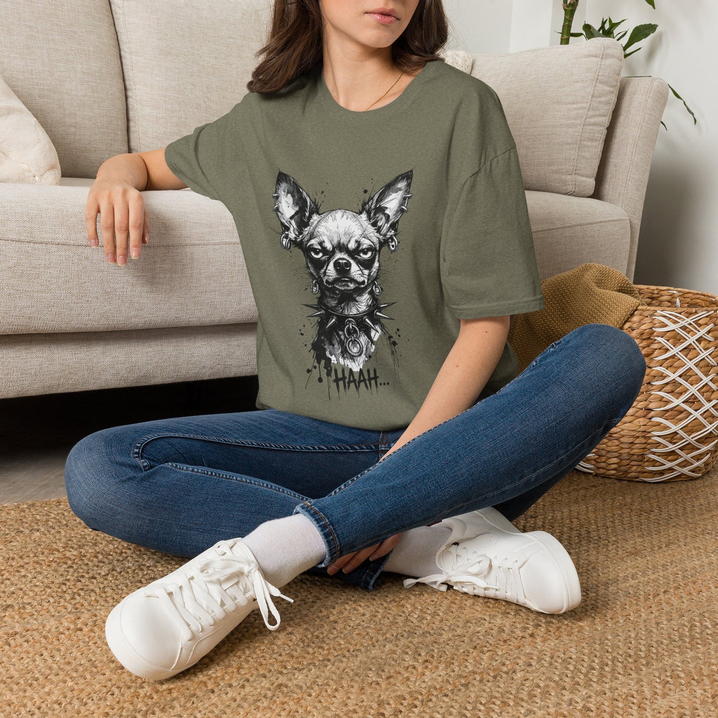 Chihuahua Portrait T‑Shirt — Expressive Black & White Dog Art Tee