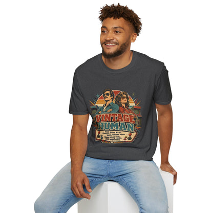 Vintage Human T-Shirt — Retro 70s Duo Graphic Tee