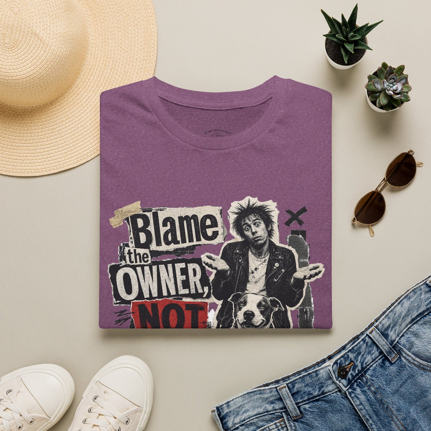 Blame the Owner Not the Dog T-Shirt - Funny Punk Dog Graphic Tee