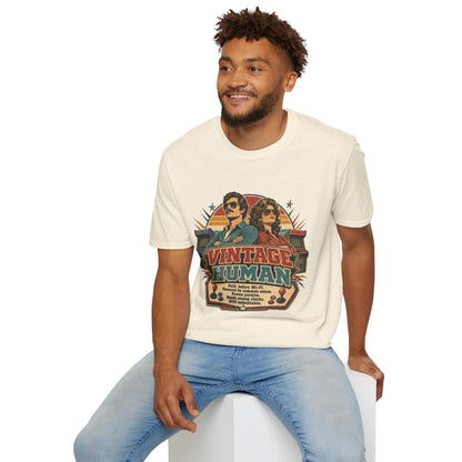 Vintage Human T-Shirt — Retro 70s Duo Graphic Tee