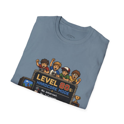 80s Level Up T-Shirt — 'Level 80s: Hardcore Mode' Retro Gaming Tee
