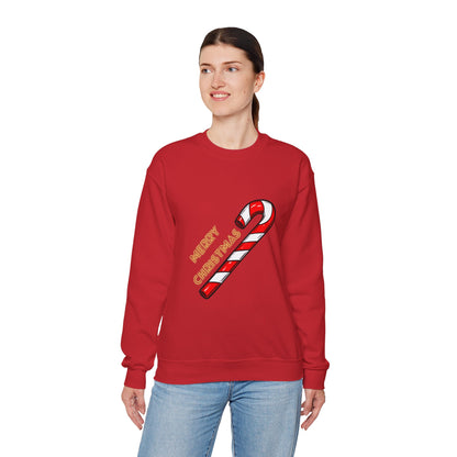 Christmas Candy Cane Crewneck Sweatshirt — "Merry Christmas" Holiday Sweater