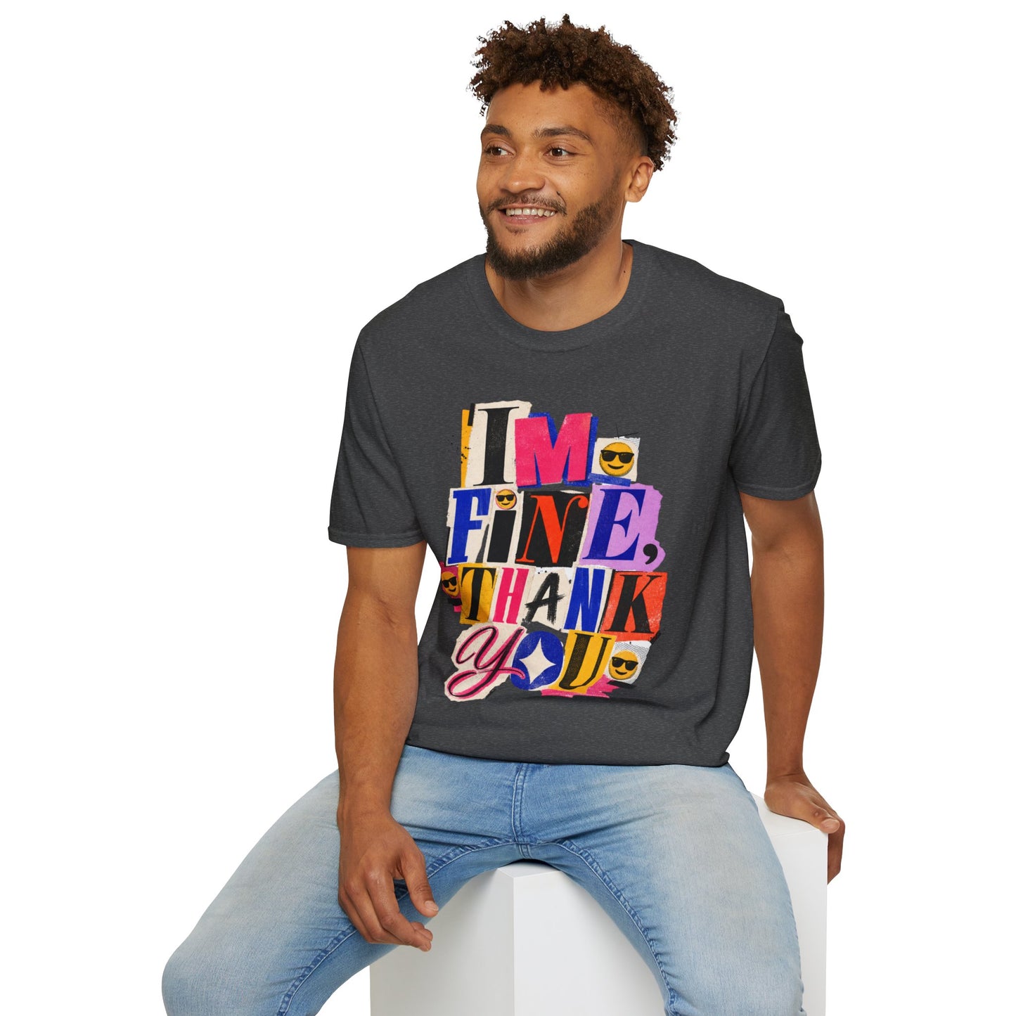 T-Shirt — "I'M FINE, THANK YOU" Retro Collage Graphic Tee