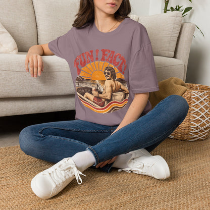 Retro 'FUN! FACT!' Surf Tee — Vintage Sunset Beach Graphic T-Shirt