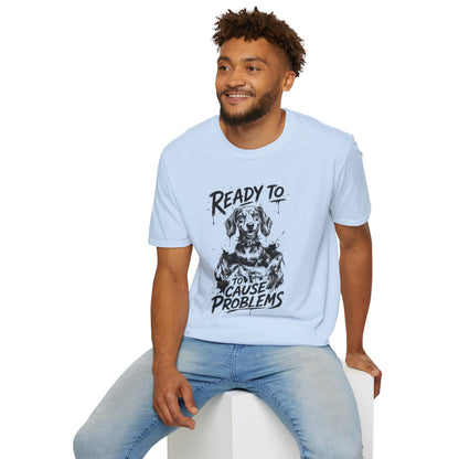 Ready To Cause Problems Dog T-Shirt — Funny Dachshund Graphic Tee