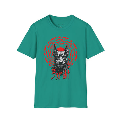 Doberman Graphic T-Shirt — Red Halo 'Bandit' Design