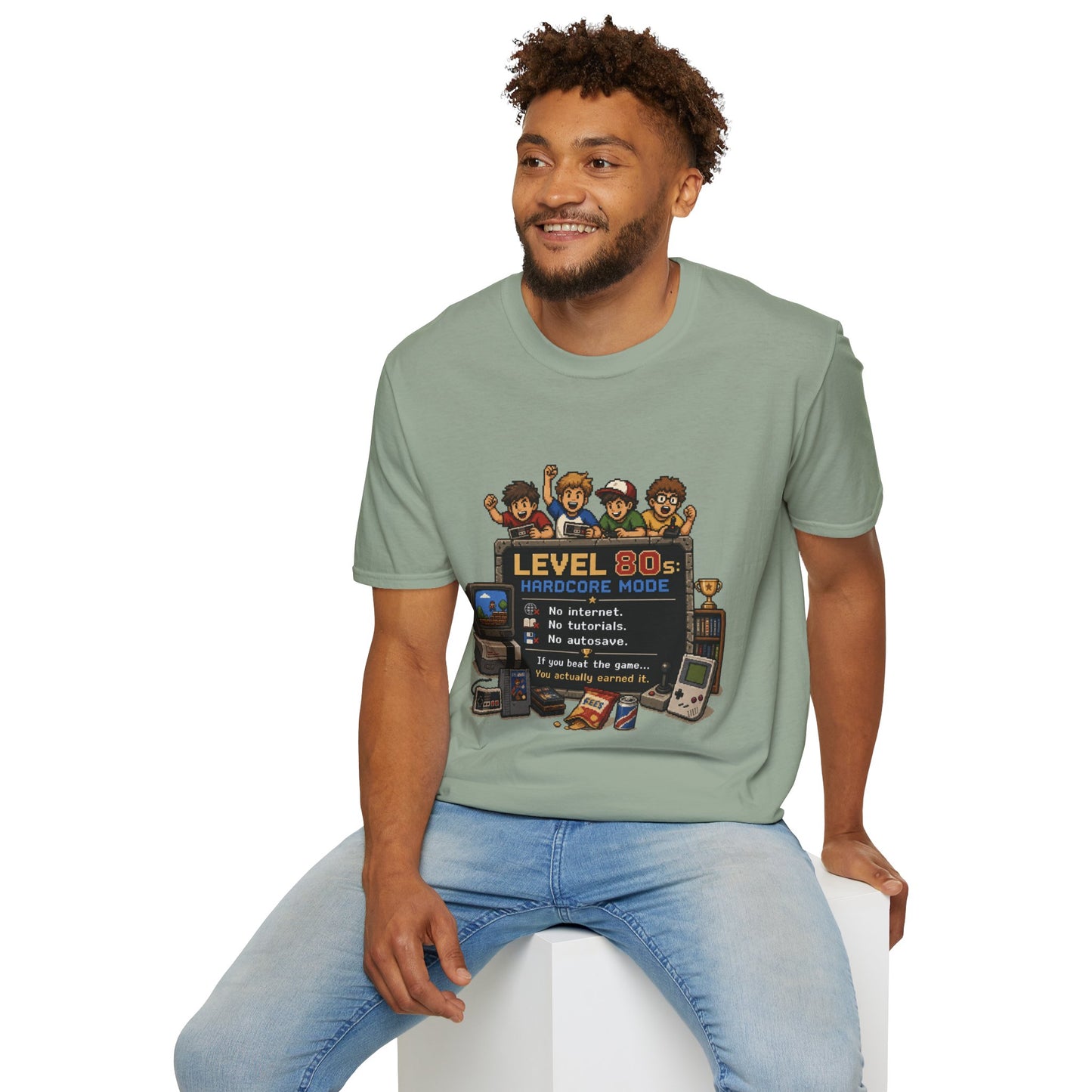 80s Level Up T-Shirt — 'Level 80s: Hardcore Mode' Retro Gaming Tee