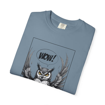 Owl Graphic T-Shirt — 'WOW!' Illustrated Night Owl Tee