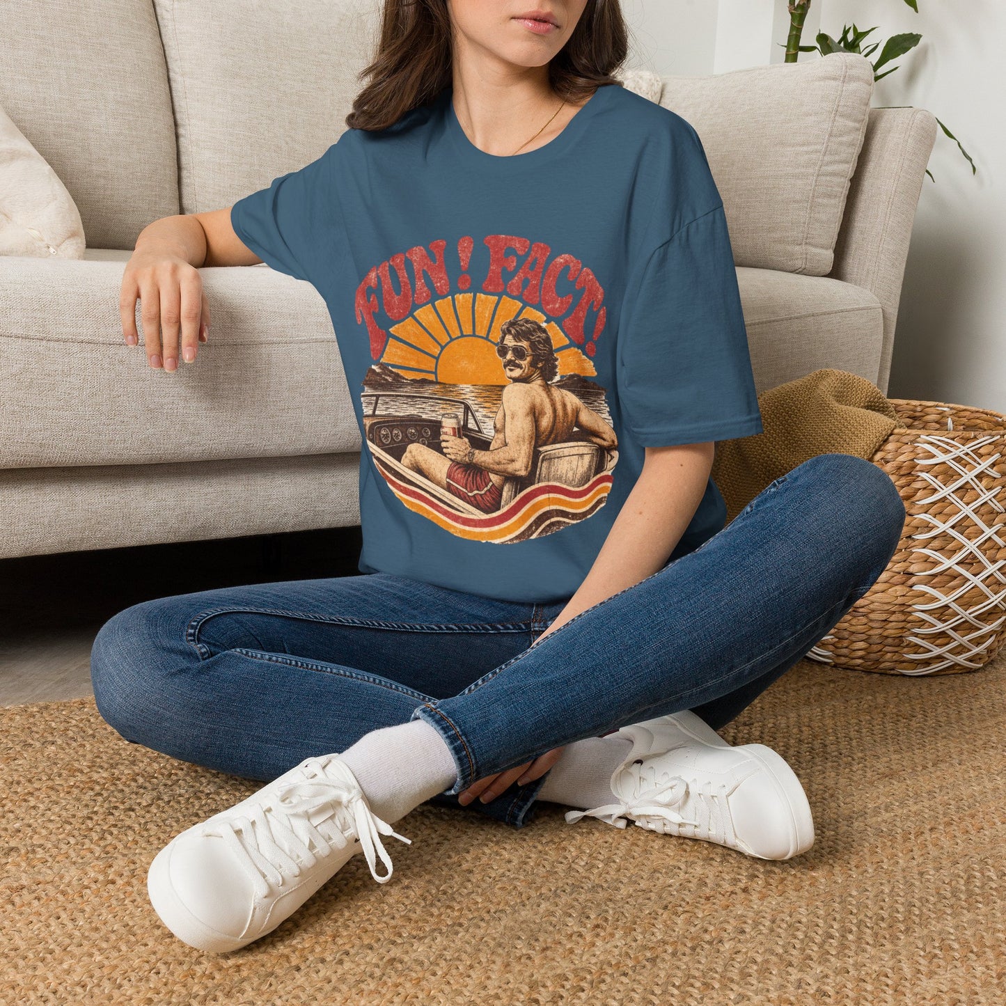 Retro 'FUN! FACT!' Surf Tee — Vintage Sunset Beach Graphic T-Shirt