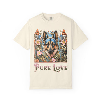 Pure Love German Shepherd T-Shirt – Unisex Garment-Dyed Tee for Dog Lovers
