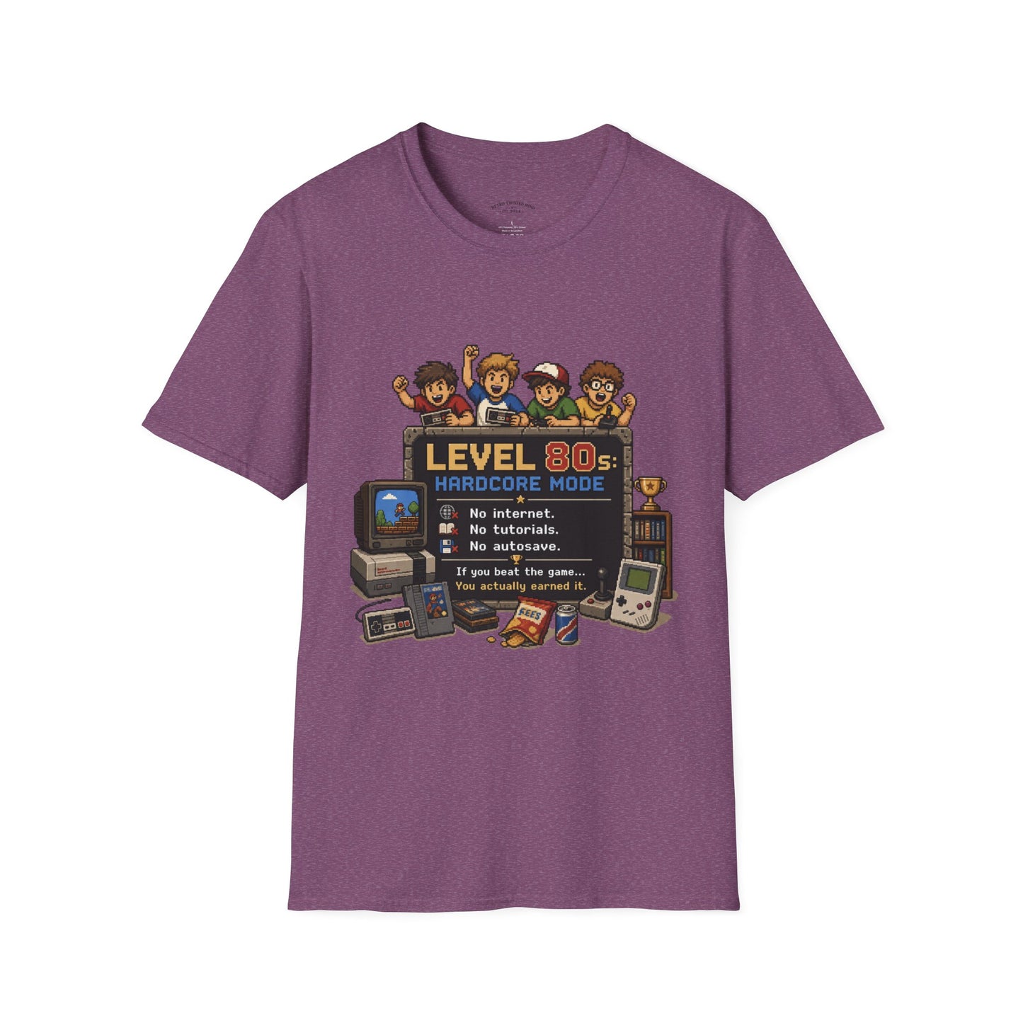 80s Level Up T-Shirt — 'Level 80s: Hardcore Mode' Retro Gaming Tee