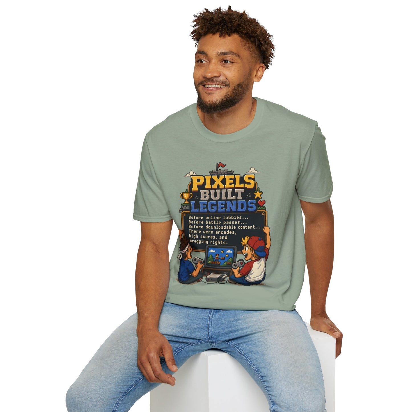 Pixels Built Legends T‑Shirt — Retro Gaming Nostalgia Tee