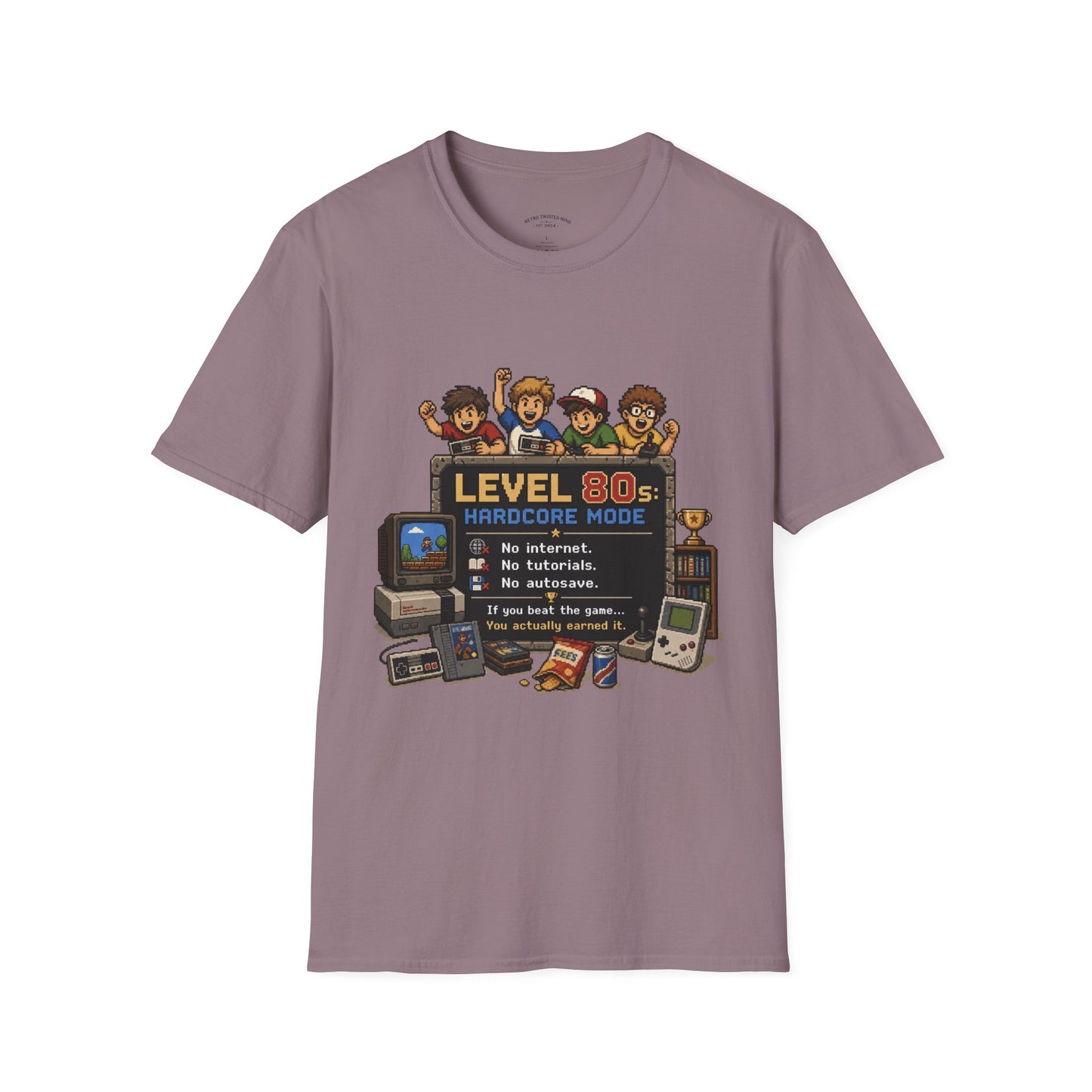 80s Level Up T-Shirt — 'Level 80s: Hardcore Mode' Retro Gaming Tee