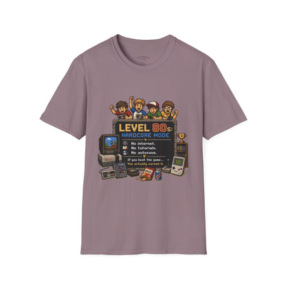 80s Level Up T-Shirt — 'Level 80s: Hardcore Mode' Retro Gaming Tee