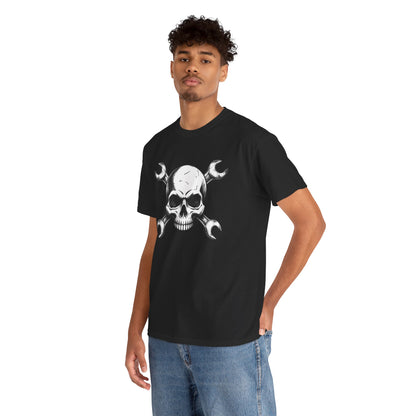 Mechanic Skull Tee — Wrench Crossbones Graphic T-Shirt