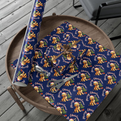 Wrapping Paper — Cute Golden Retriever Christmas Gift Wrap