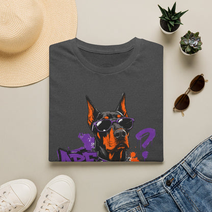 Doberman Graffiti T-Shirt — "You Sure?" Street Art Dog Tee